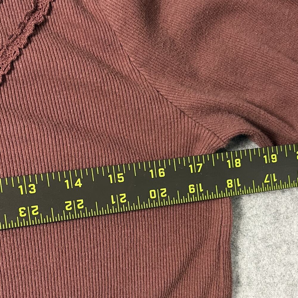 Lucky Brand Lace Trim V-Neck Button Top Long Sleeve L see pic for measurements - Picture 5 of 7